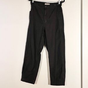 EVERLANE black organic cotton high rise side button cropped pants